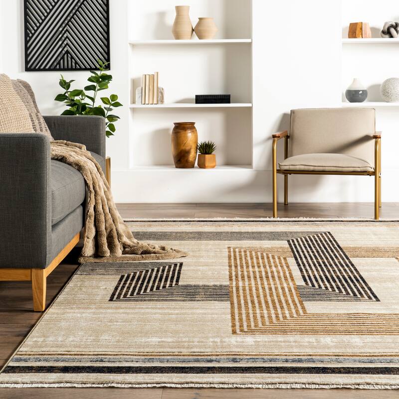 Nuloom Aline Contemporary Striped Fringe Area Rug