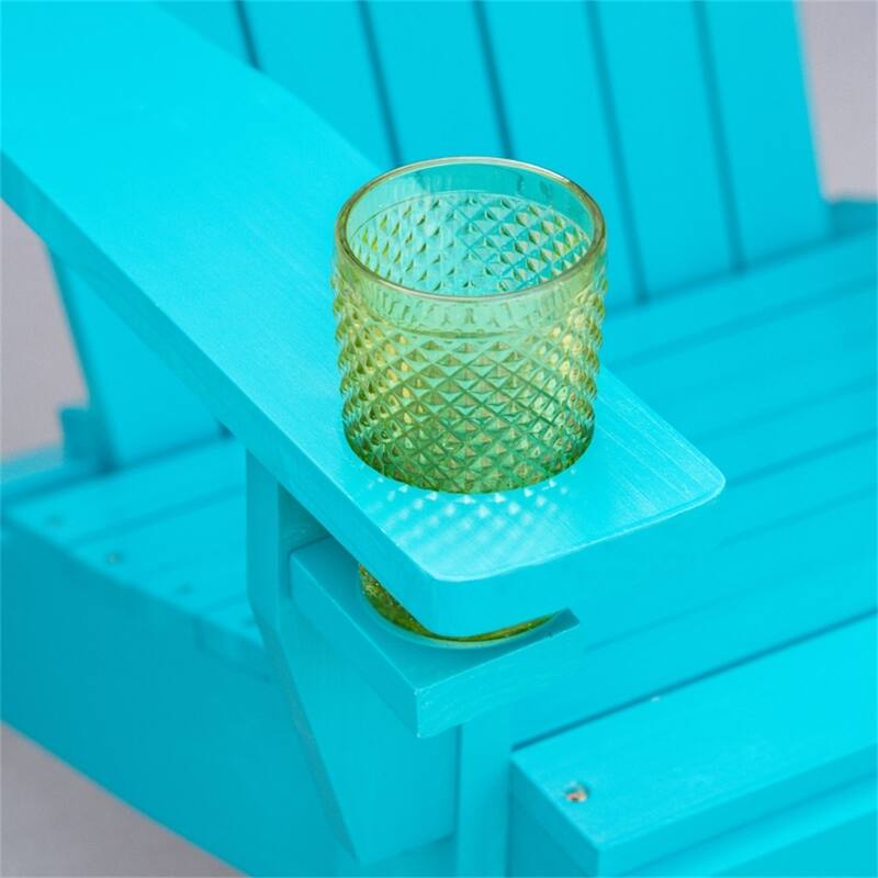 Comfortable Fir Wood Adirondack Chair with Tilt Slatted Back and Wide Armrests and Cup Holder - 28.5" W x 38.2" D x 36.6" H