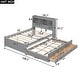 preview thumbnail 15 of 22, Full Size Platform Bed Frame with Trundle, Storage Drawers, USB Ports, and Shelves for Bedroom, Easy to Assemble, White