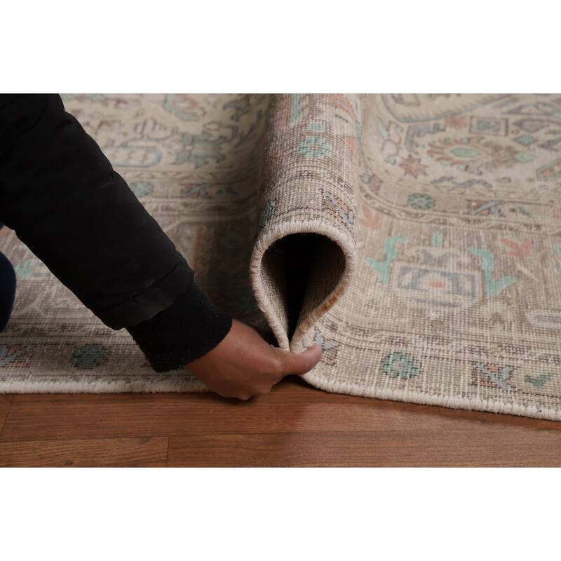 Geometric Tabriz Persian Area Rug Living Room Hand-Knotted Wool Carpet - 8'0"x 10'10"