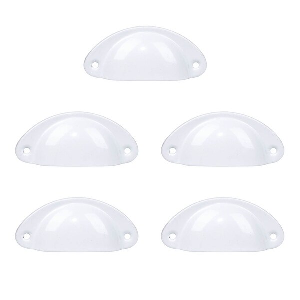 Bin Cup Pulls 2.6" Hole Center Drawer Handle Replacement Painting White 5pcs - Painting White