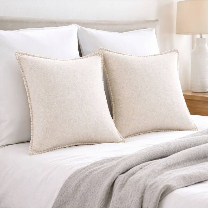 Textured Throw Pillow with Stitched Contrast Edge Set of 2