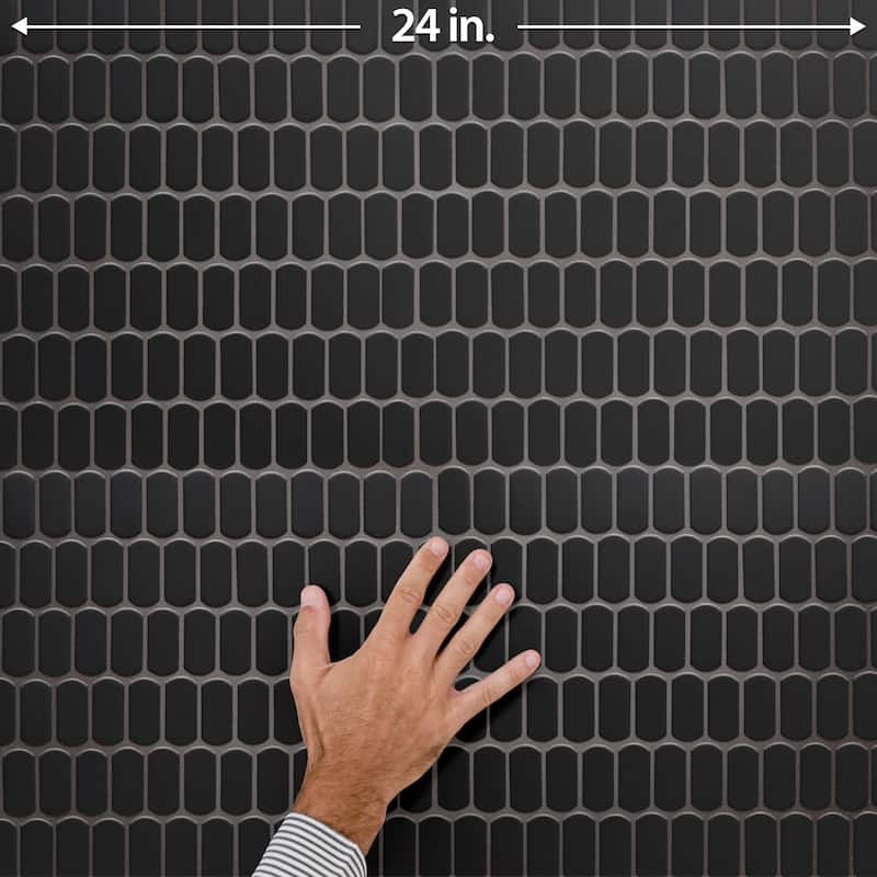 Merola Tile Hudson Capsule Matte Black 12-1/4" x 13-1/8" Porcelain Mosaic Floor and Wall Tile