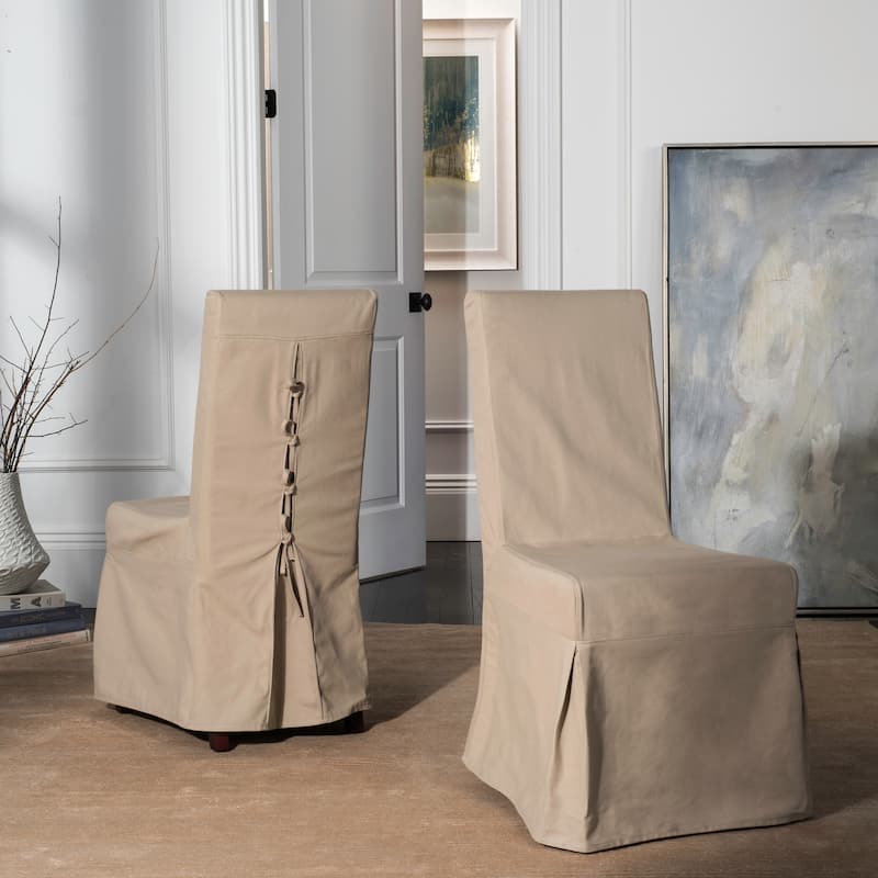 SAFAVIEH Tarah Parsons Taupe Slipcover Dining Chair (Set of 2) - 18.7" x 23.2" x 39.5" - 19Wx23Dx40H - Ecru