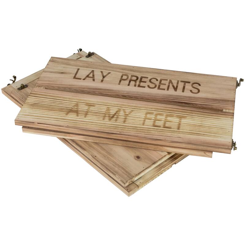 18" Wood Crate "Lay Presents at My Feet" Christmas Tree Collar - Brown