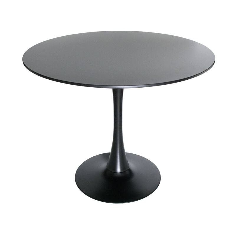 5-Piece Dining Set with 35-Inch Round Dining Table and 4 Side Chairs in Black Stainless Steel