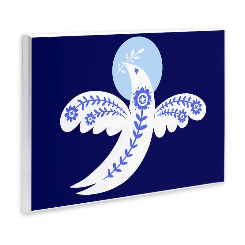 Stupell Peace Dove with Folk Florals Wall Plaque Art Design By Hannah Moren