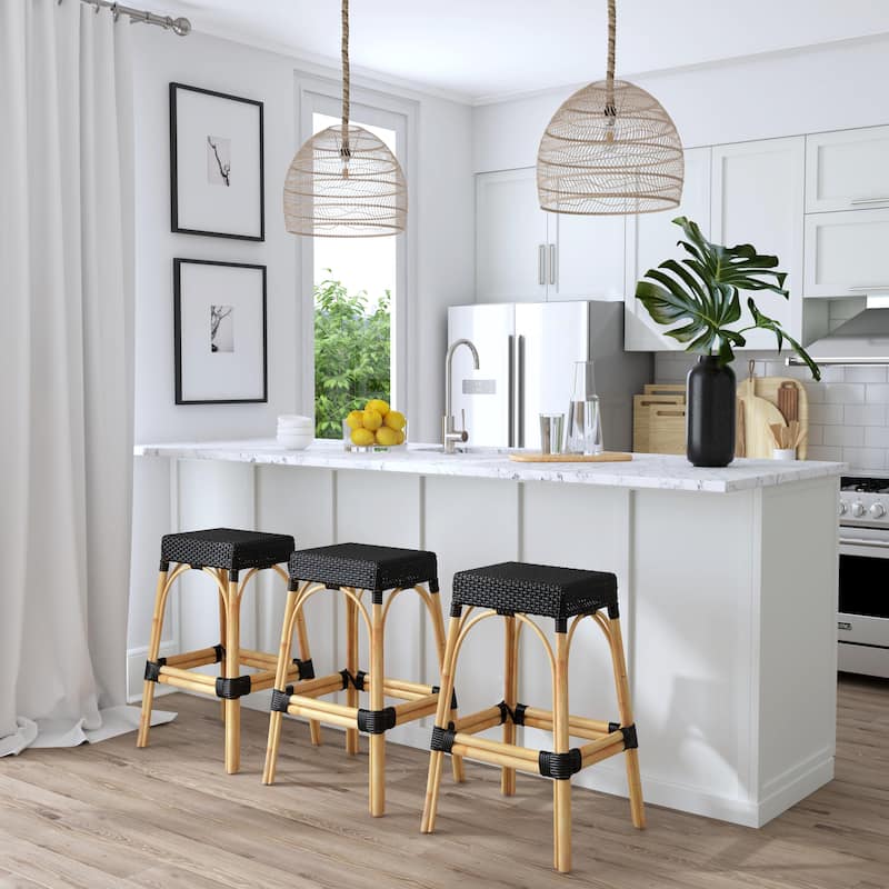 Robias Rectangular Rattan 30" Bar Stool