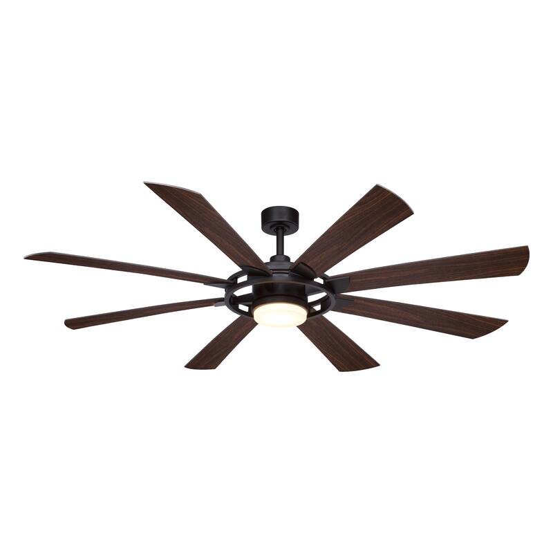 Burlington 68-in Farmhouse Windmill Indoor Outdoor Ceiling Fan with LED Light Kit and Remote