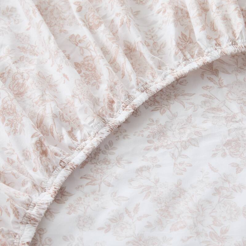 Lush Decor Peony Toile Peach Cotton Sheet Set