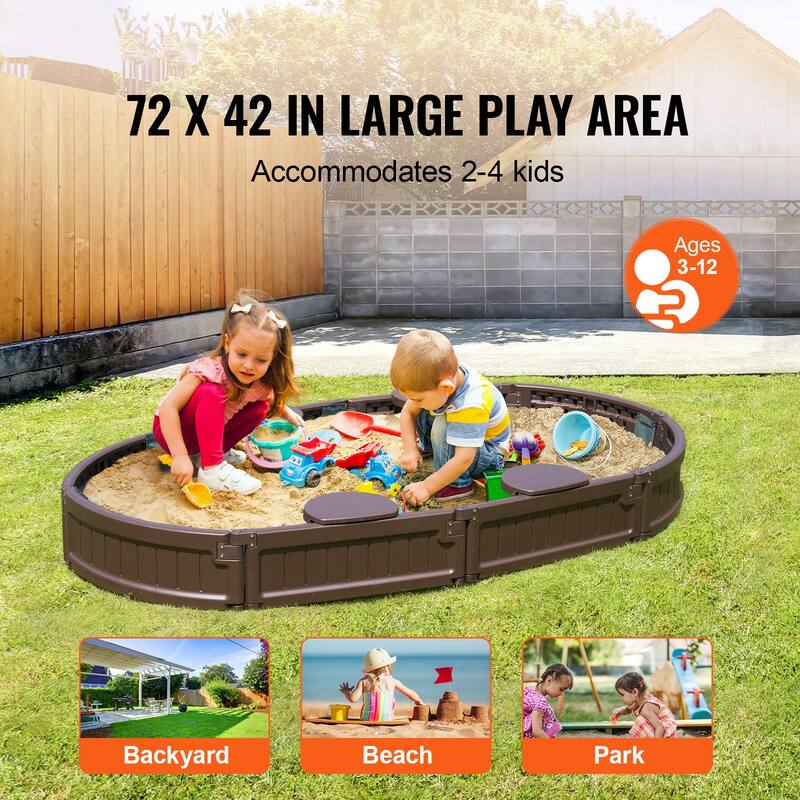 Sandbox with Cover for Outdoor Backyard, Beach, Park, Gift for Boys Girls Ages 3-12