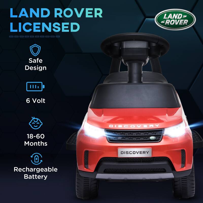 2-in-1 Sliding Car for Kids: Qaba Licensed Land Rover 6V Electric Ride On Toy with Interactive Features