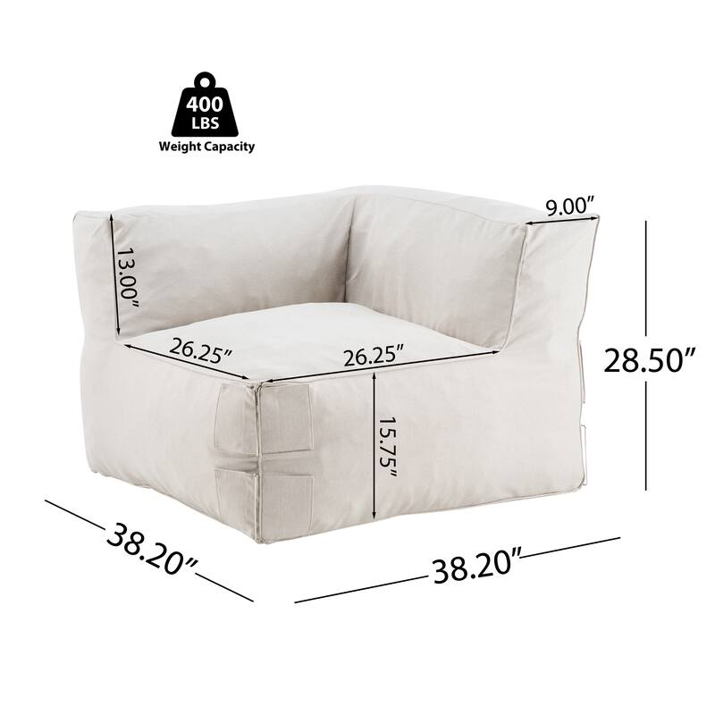 Christopher Knight Home - Nerissa 6-Piece Modular Outdoor/Indoor Bean Bag Sectional Sofa Set with Shredded Foam Filled & Ottoman