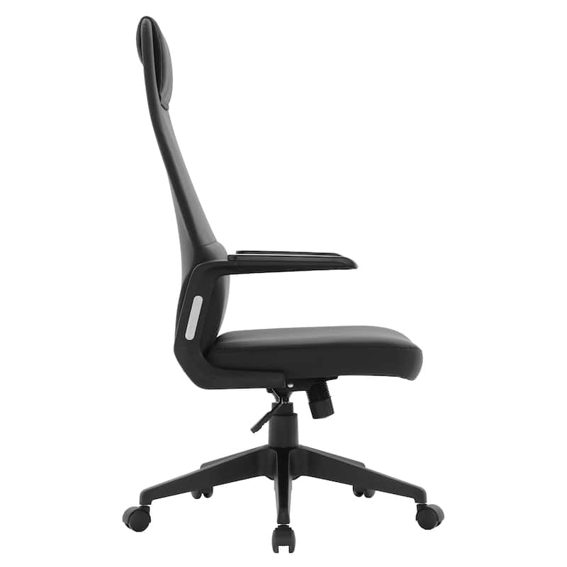 Nexa Ergonomic Leather/Polyester High-Back Office Chair with Padded Headrest, Adjustable Height, Swivel, and Smooth Casters