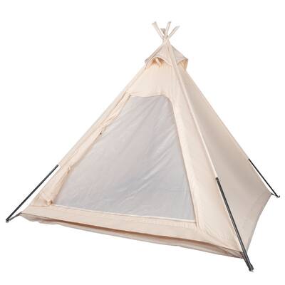 Triangle Cotton White Mesh Camping Tent Khaki