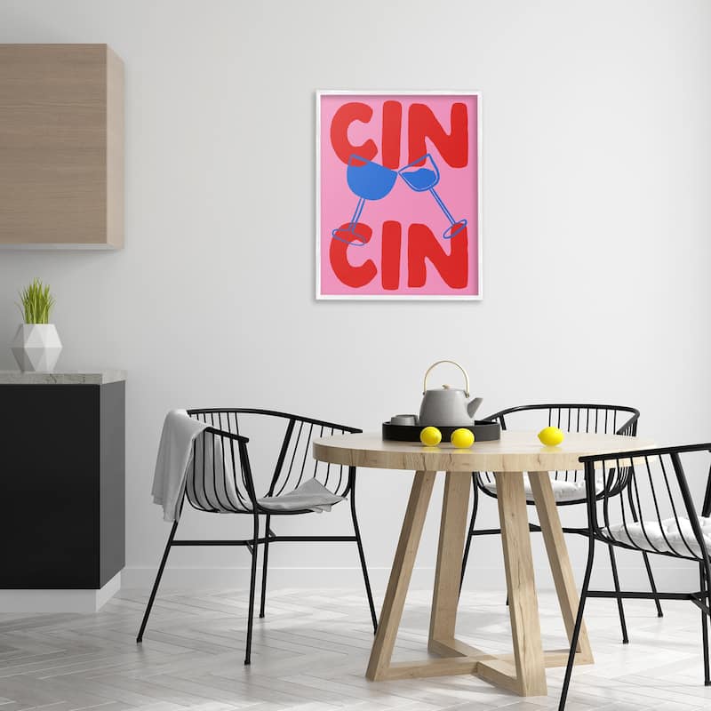 Stupell Bold Cin Cin Cheers Framed Giclee Art Design By House of Lulu