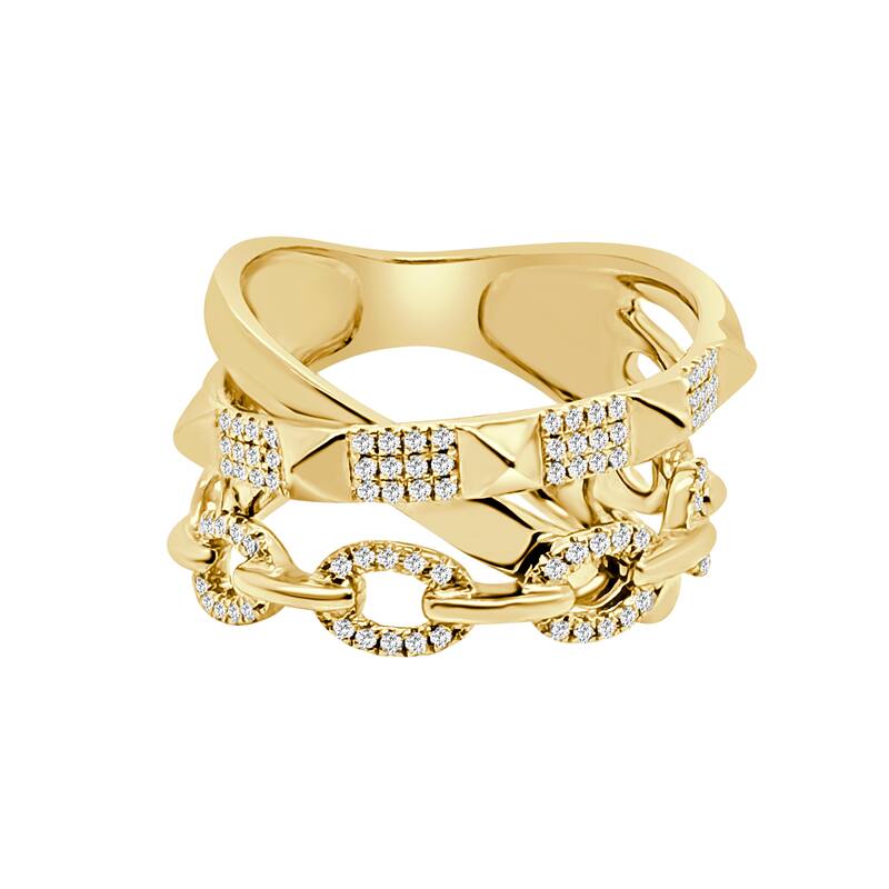 Auriya 14k Gold Lab Grown Round Diamond Chain Link Ring 0.22 ct. tw. (F-G, VS) - 4 - Yellow