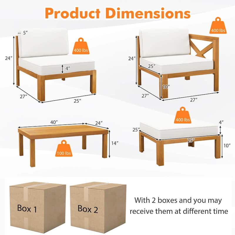 Gymax Set of 5 Conversation Furniture Set w/ 3 Chairs 1 Ottoman & 1