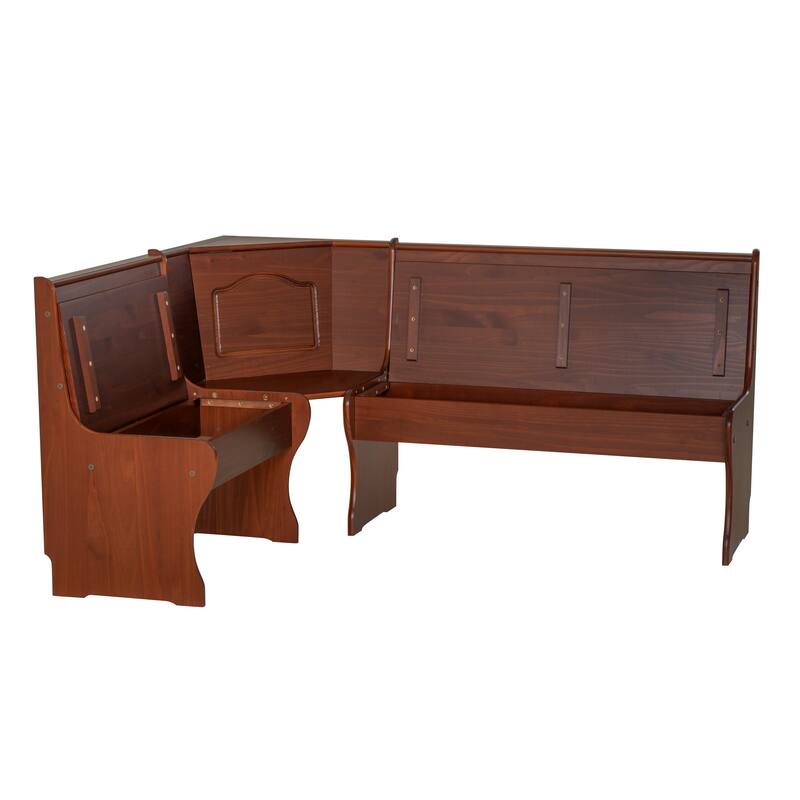 Linon Riki Corner Bench Dark Brown