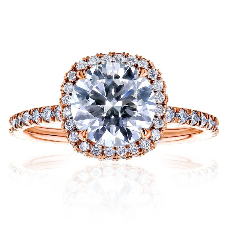 Kobelli 2.75 Carats Lab Grown Diamond Certified 14k Solid Gold Near Eternity Wrap Halo Snow Cone Ring - Rose - 4