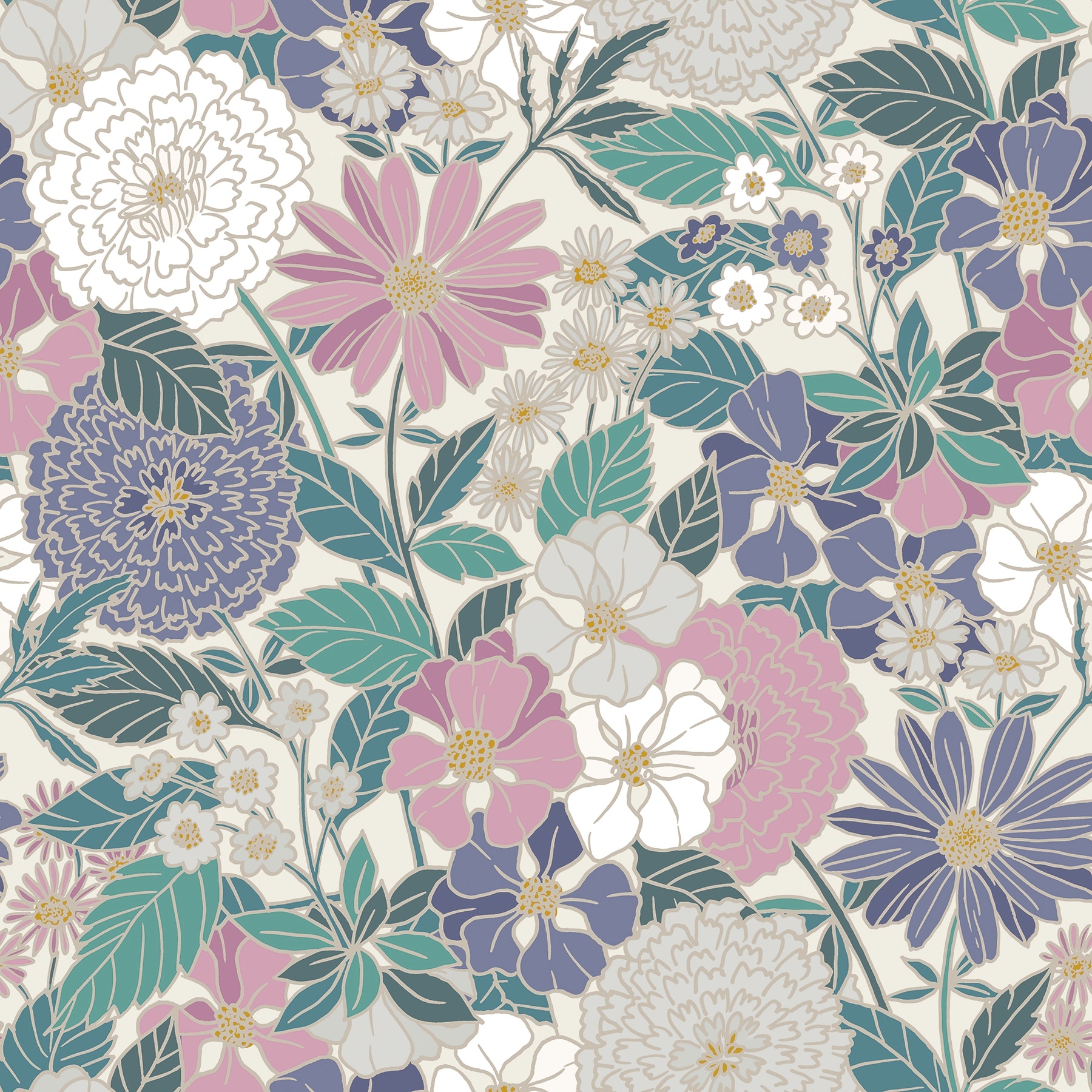 RoomMates Beige Bohemian Floral Peel and Stick Wallpaper