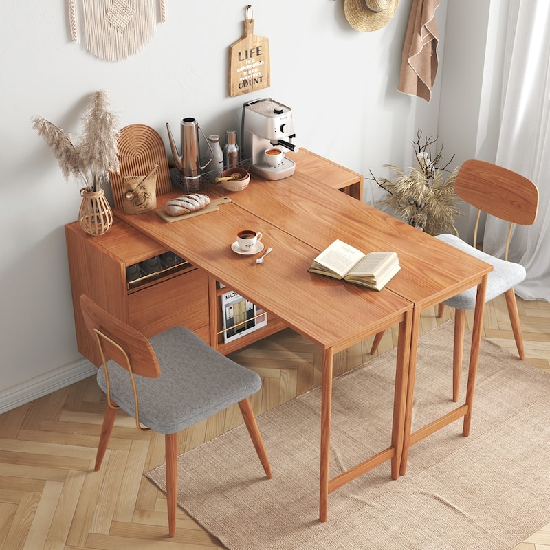 JASIWAY 2-in-1 Buffet Sideboard with Extendable Dining Table