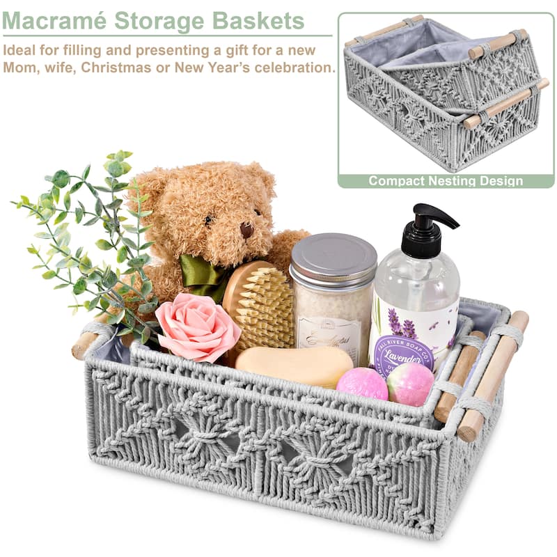 Sorbus Storage Wicker Baskets -Set of 2 - 12 x 8 x 4 in