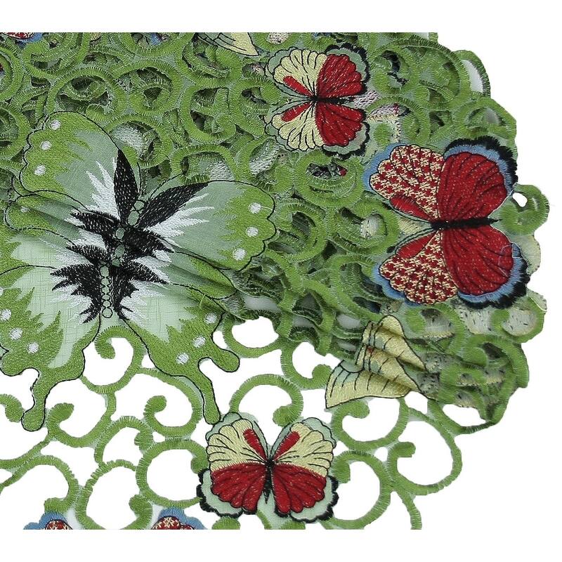 Butterflies Embroidered Round Doily