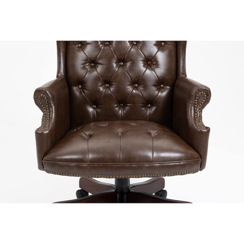 High Back Executive Office Chair, Work Chair with Nail Head Trim and Thick Padded Seat, Ergonomic Wingback PC Chair