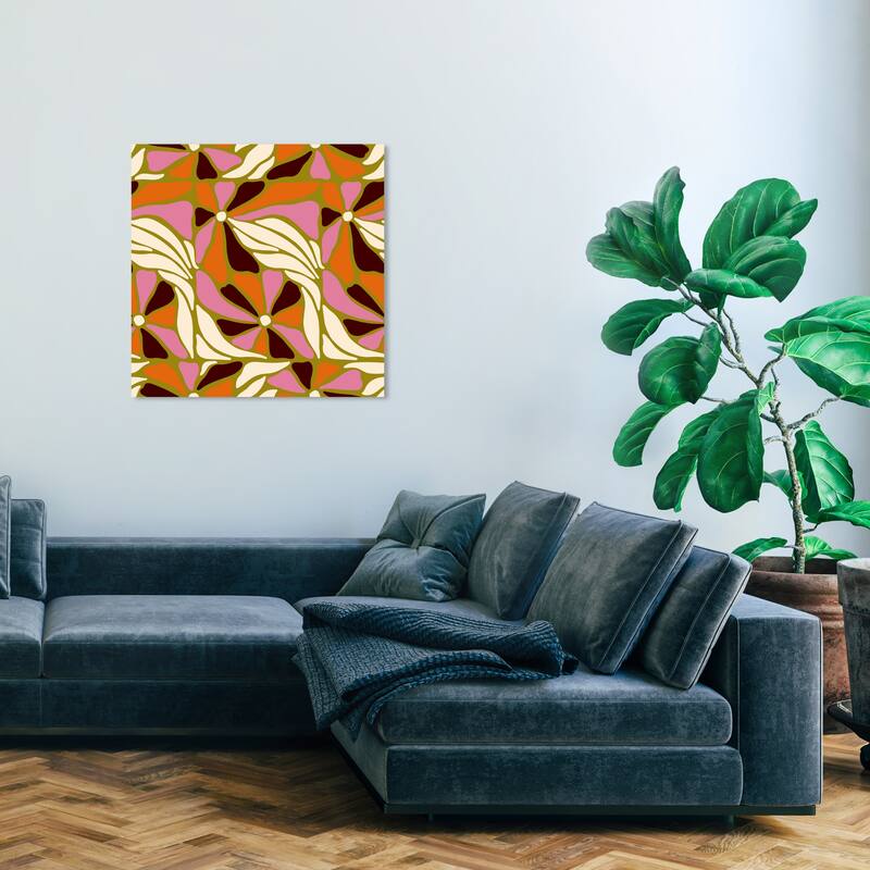 Wynwood Studio Canvas Abstract Pop Culture Floral Pattern Orange and Pumpkin Modern & Contemporary Wall Art Canvas Print - 30 x 30