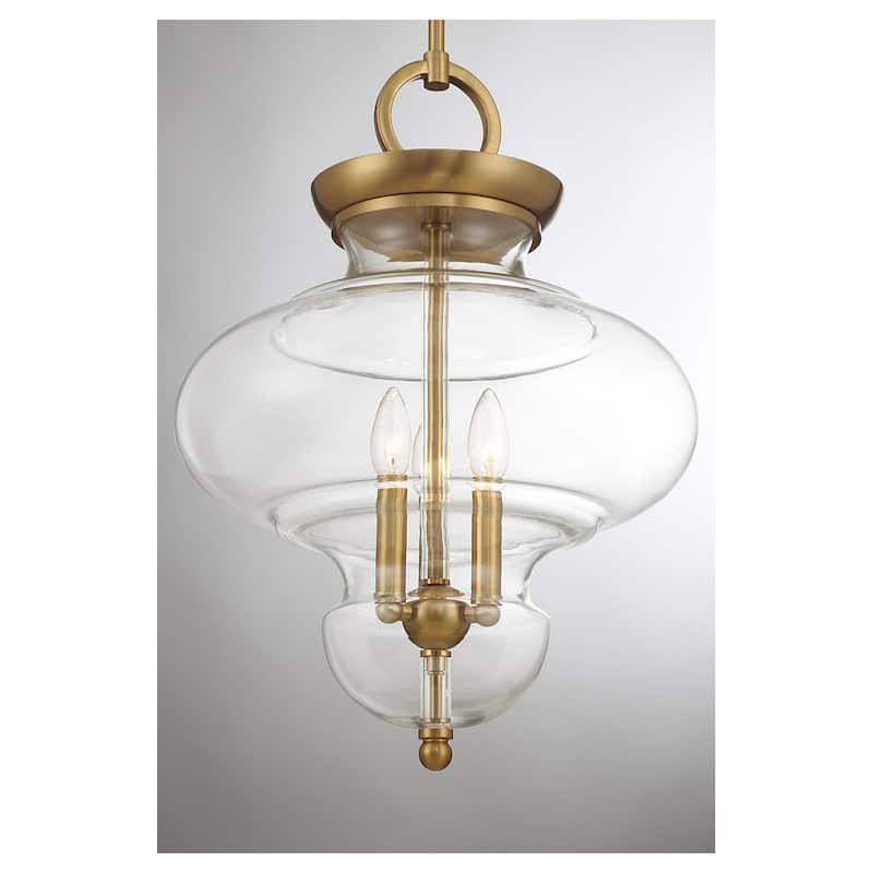 Warm Brass Three Light Pendant from the Bergdorf Collection