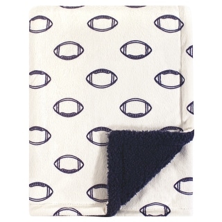 Hudson Baby Infant Boy Plush Blanket with Faux Shearling Back, Football, One Size - Football - One Size