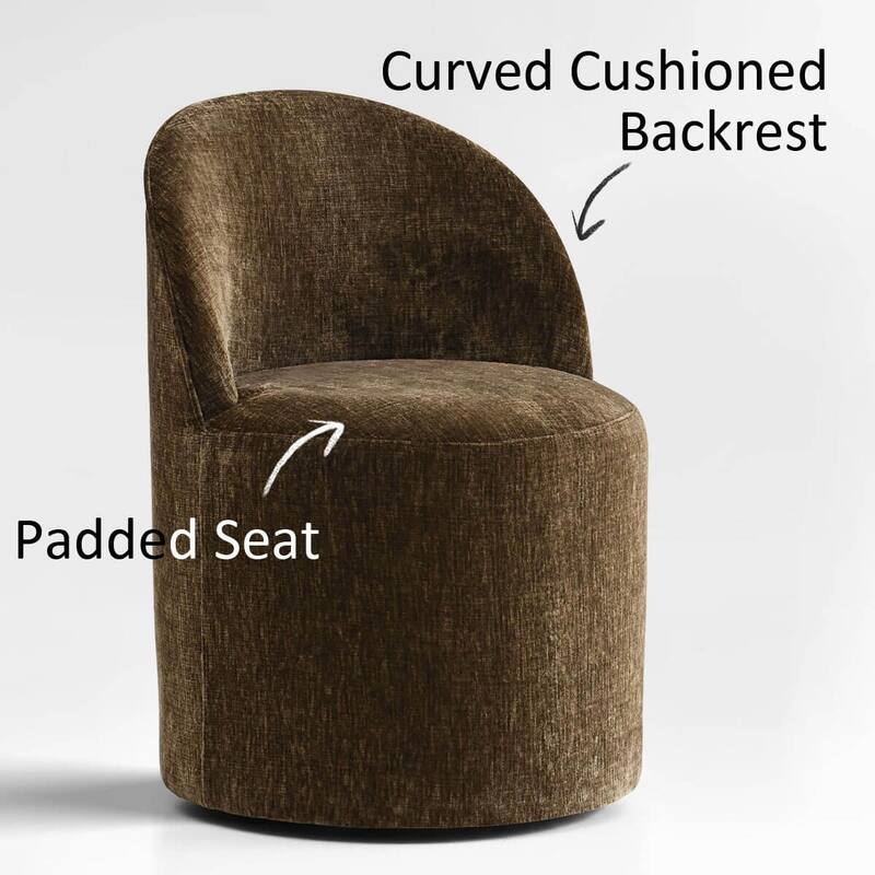 Chenille Upholstered Dining Chair with Wheels (Set of 2)