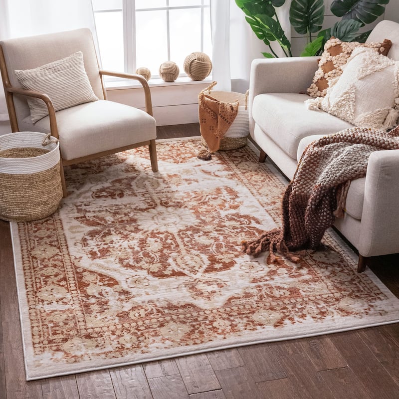 Well Woven Modern Distressed Vintage Medallion Area Rug - 7'10" x 10'6"