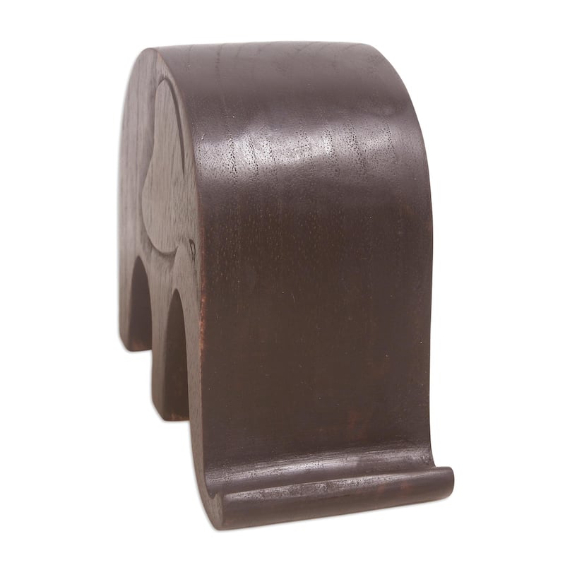 Novica Handmade An Elephant Never Forgets Wood Phone Holder