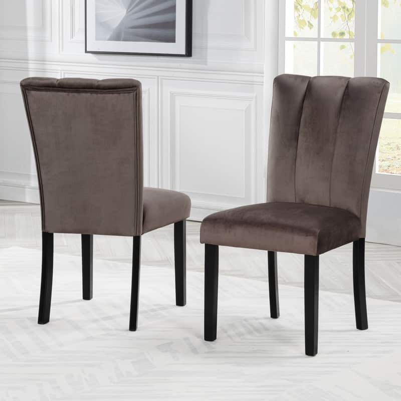 Best Master Furniture Laufel Cedar Brown Velvet Dining Chairs (Set of 2)
