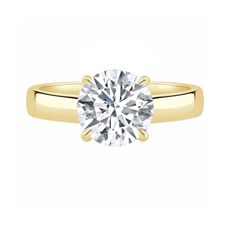 Auriya 14K Gold Round Lab Grown Diamond Cigar Band Engagement Ring 1.00 - 5.00ct. tw. (F-G, VS)