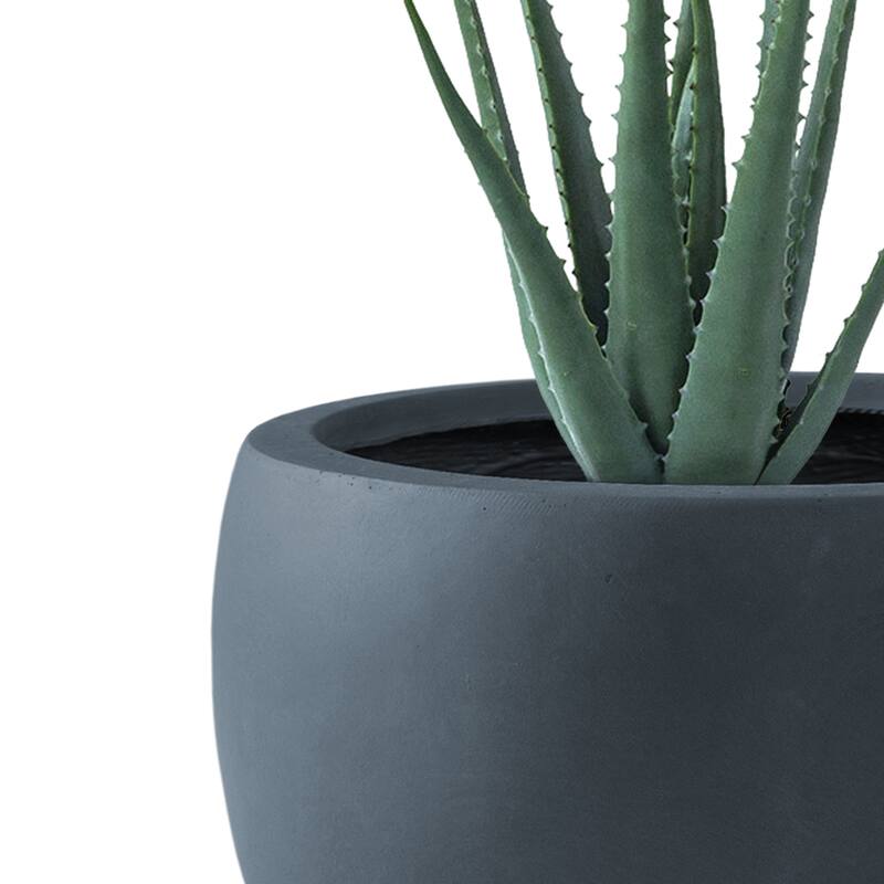 Kante 8 in. H Concrete and Fiberglass Round Bowl Planter, Outdoor Indoor Large Planters Pots with Drainage Hole
