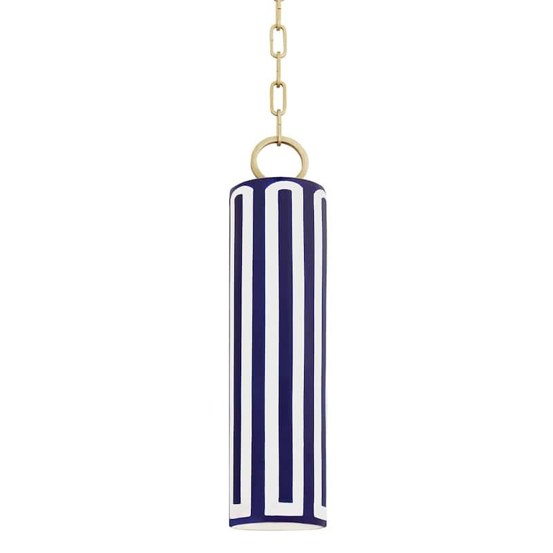 The Curated Nomad Pulgas 1-light Aged Brass Pendant - Blue