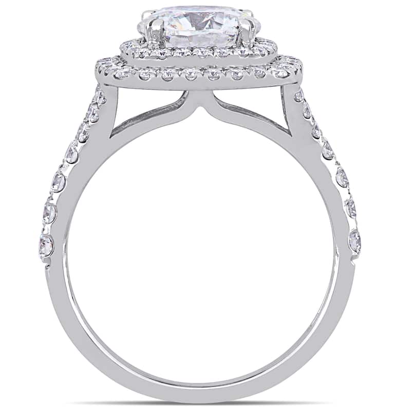 Miadora 2-4/5ct TDW Diamond Double Halo Engagement Ring in 14k White Gold