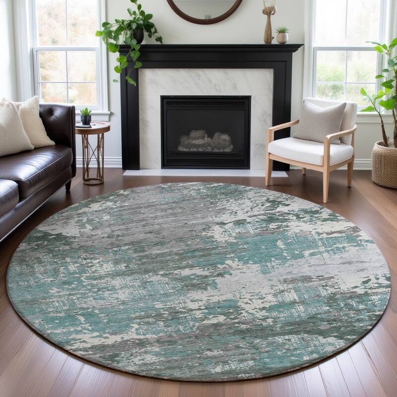 Premium Washable Super Soft Abstract Glam Mayfield Rug - Seafoam - 8' x 8'