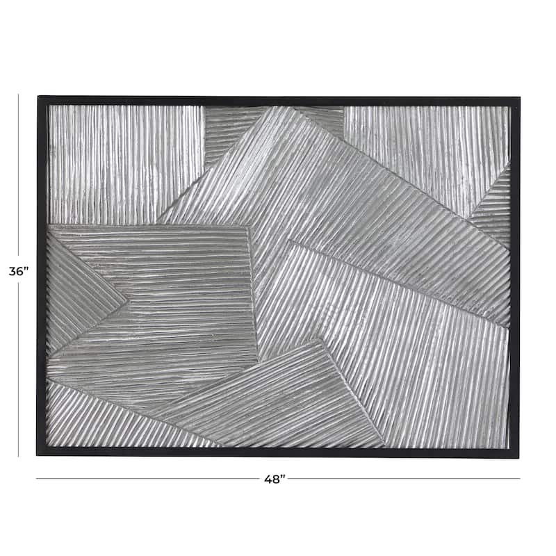 Wood Carved Radial Geometric Wall Decor with Black Frame - Silver or Gold