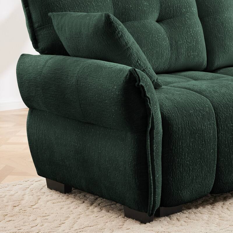 110.2" Chenille Three Seater Upholstered Sofa, 1 Ottoman