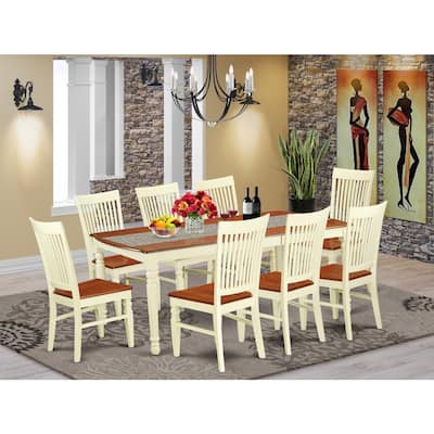 Kitchen Dining Set 9 Piece Table & Chairs Set - Buttermilk Cherry Finish