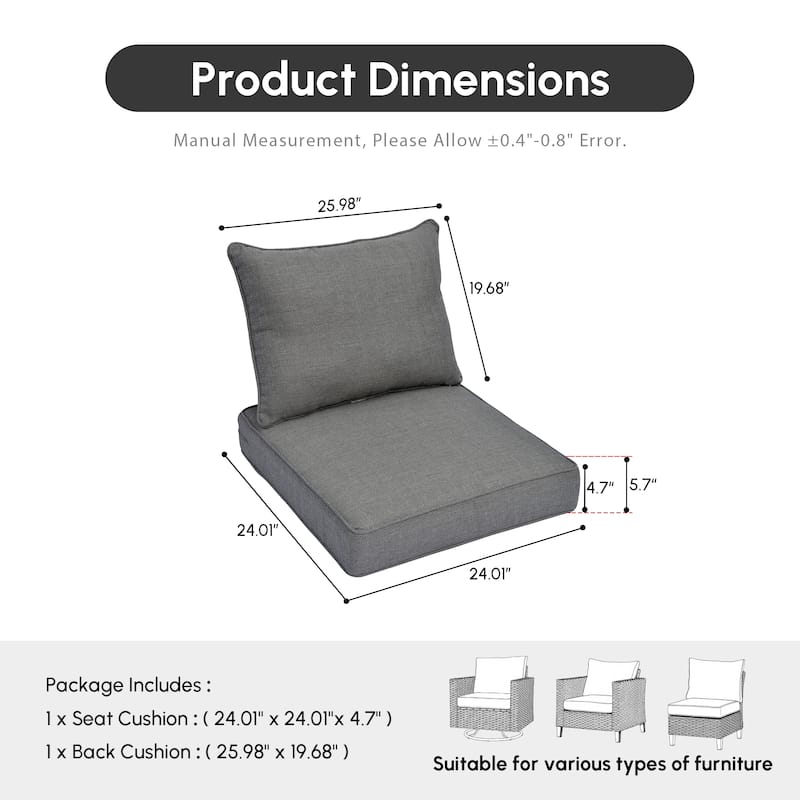 XIZZI Outdoor Seat Back Cushion Set Plush Comfort for Patio Furniture