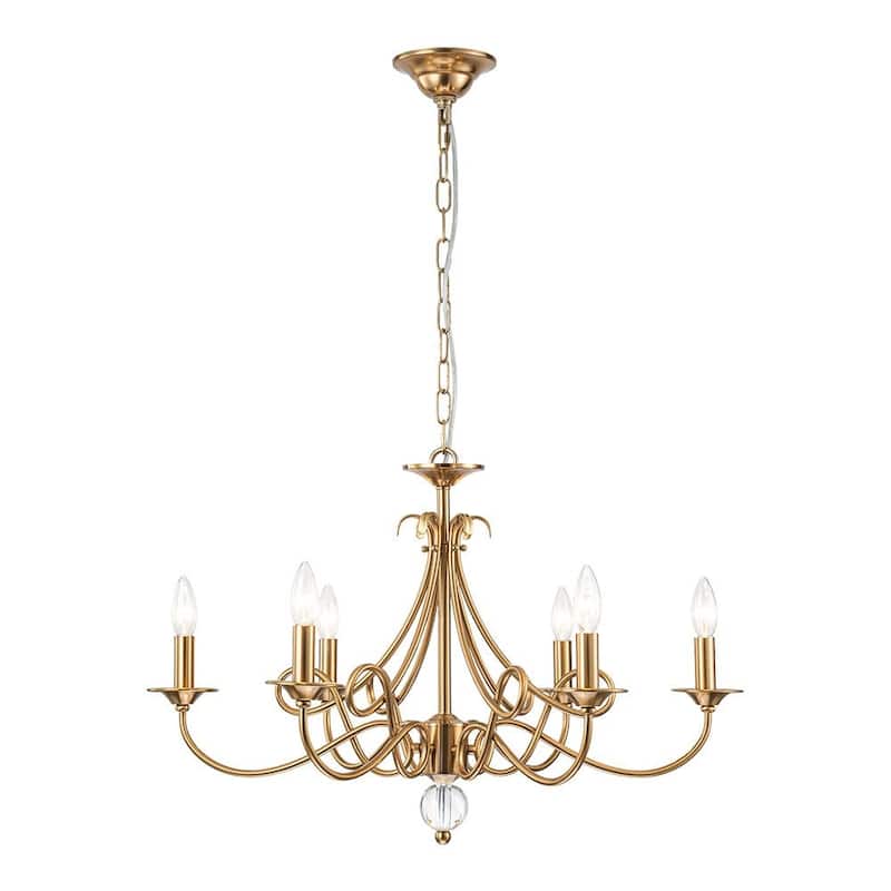 6-Light Vintage Luxe Gold Iron Candle Style Chandelier - Brass