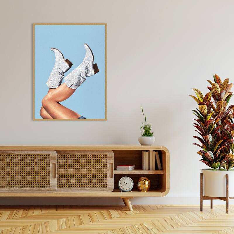 These Boots Blue II by Vertigo Artography Framed Canvas Wall Art Print - Sylvie Bright Gold