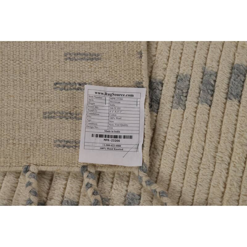 Striped Moroccan Indian Area Rug Handmade Wool Carpet - 5'1" x 8'1"