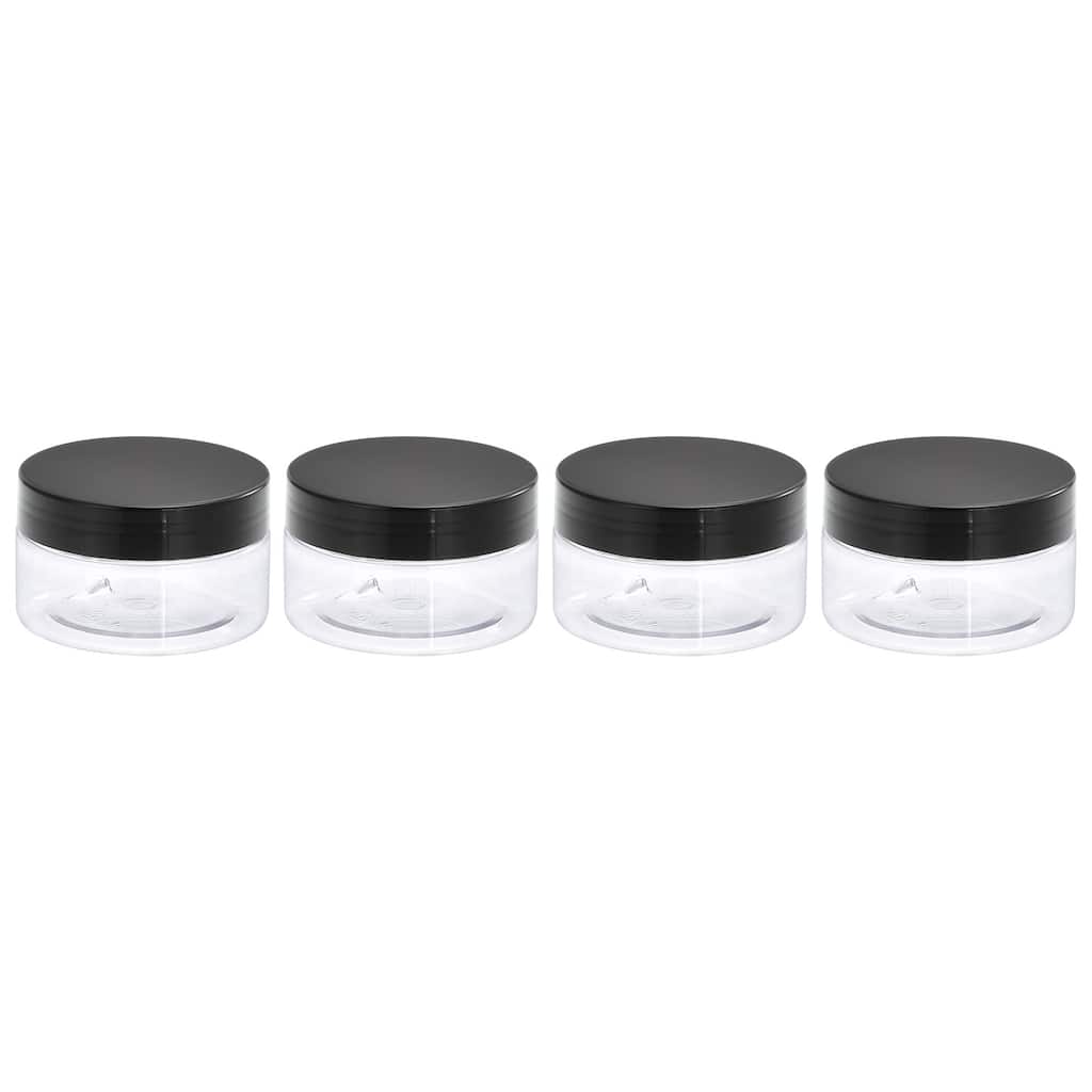 Round Plastic Jars with Black Screw Top Lid, 4Pcs