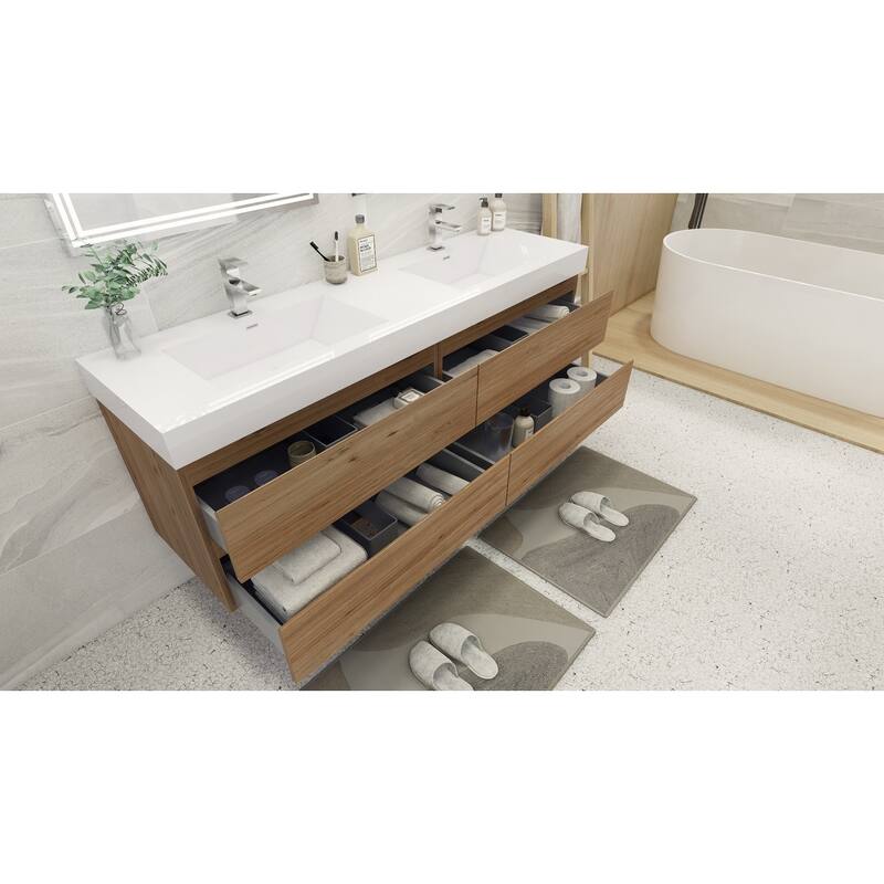 Baillie 84'' Wall-Mounted Vanity with Double Reinforced Acrylic Sink